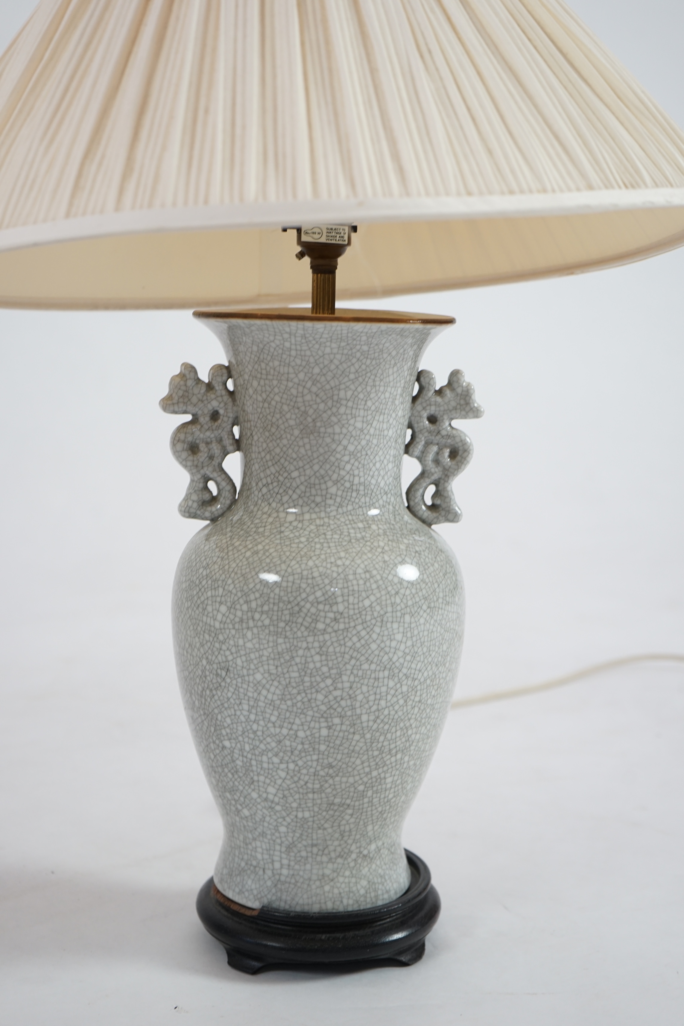 A pair of Chinese crackleglaze table lamps